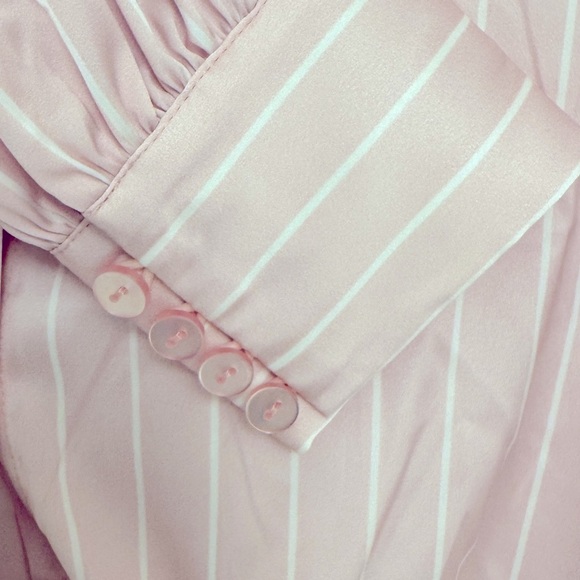 Generation Love Emory Pinstripe Tie-Front Blouse- Ballet Slipper - Picture 5 of 5